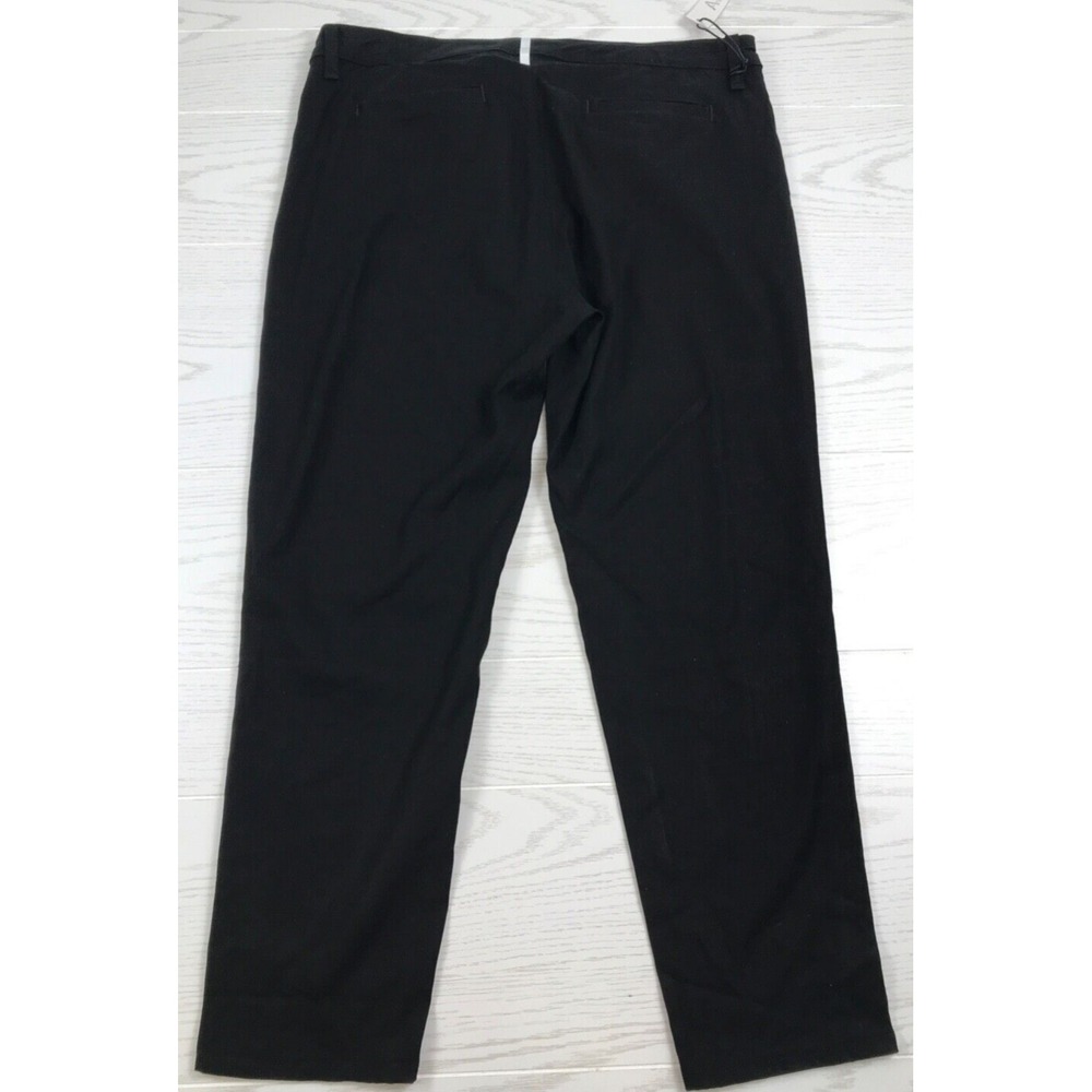 New Askk Ny Linen Blend Pants Womens 3 Chino Black High Rise Stretch Lightweight